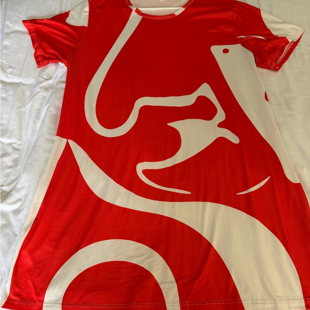 Women’s Red and White Graphic Midi Dress